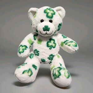 Build A Bear St Patrick’s Day Shamrock Clover Green White Teddy Bear Plush